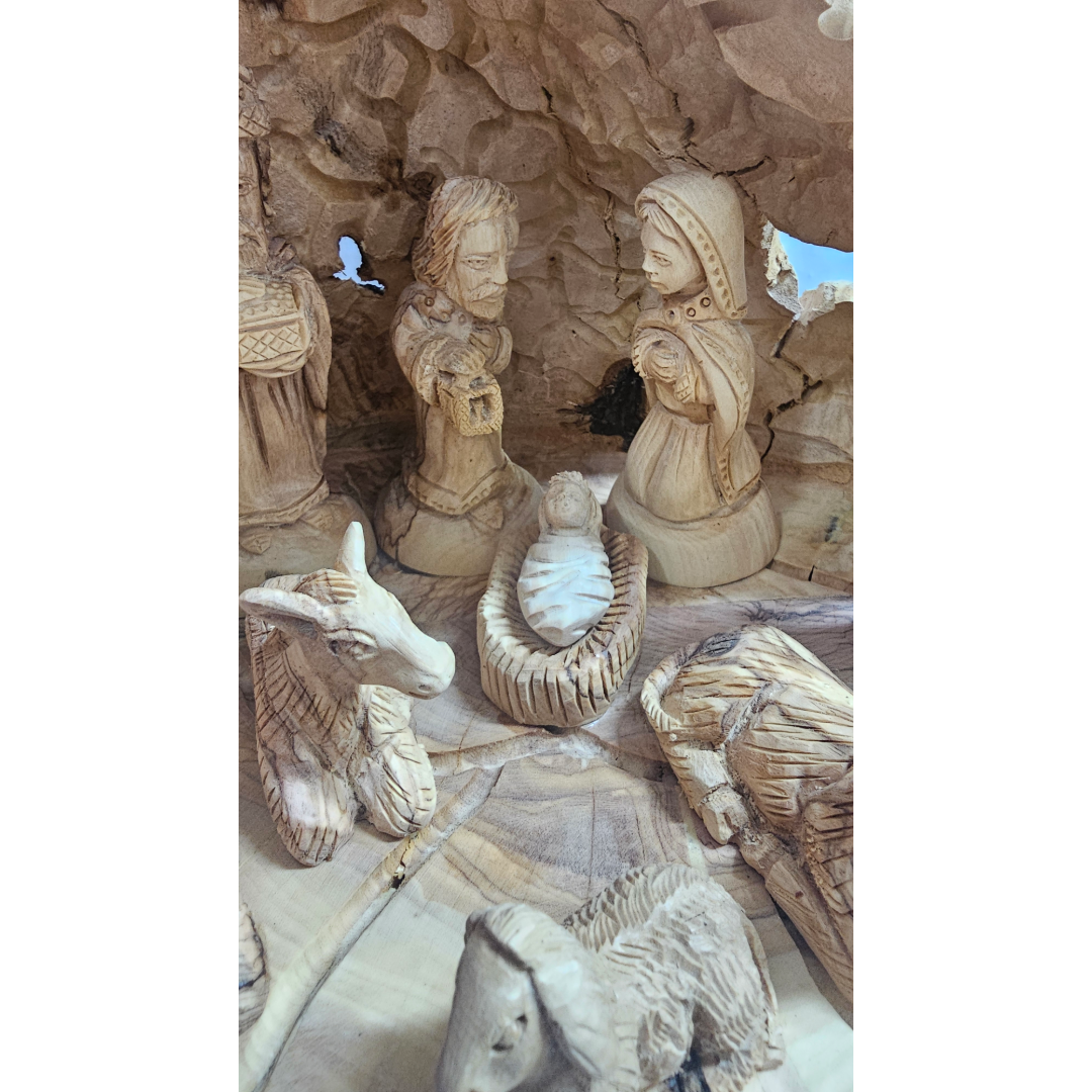 Nativity Set inside an Olive Wood Branch image 3